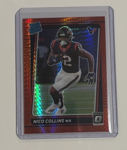2021 Panini Donruss Optic Nico Collins Red Hyper Prizm RC #230 Texans