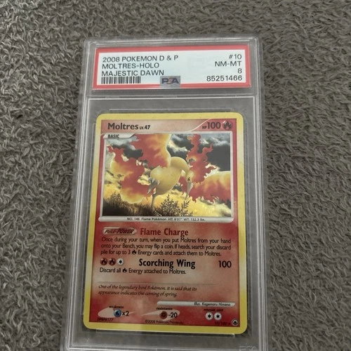 Pokemon Cards: Majestic Dawn Rare Holo: Moltres 10/100 PSA 8