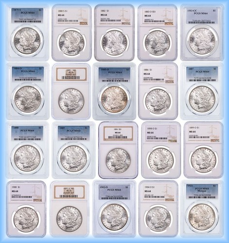 MS64 MORGAN SILVER DOLLARS ~ PCGS NGC ~ 1878-1904 ~ P S O Mint Estate Dollar Lot