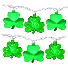 20LED Shamrock Lights Outdoor, 12Ft St Patrick's Day String Lights Green