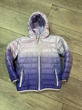 Eddie Bauer Kids Size 7/8 Reversible Hooded Down Jacket/ Purple Ombre/Cool