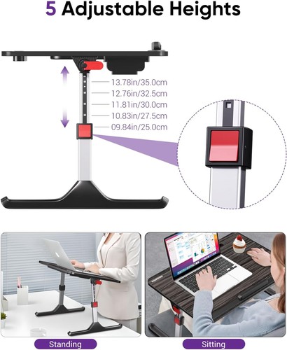 NEARPOW Adjustable Laptop Desk for Bed XL Large Foldable Bed Table Stand #R015 - Afbeelding 4 van 5