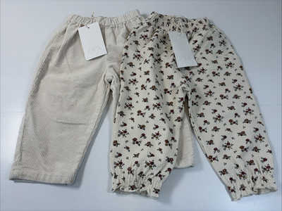 ZARA Jogger and Pants  Baby Beige Elastic Waist Drawstring Pockets Size 12-18 M