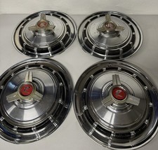 Full Set Of 1965 Amc Rambler Spinner Hubcaps 14 Chrome 3 Three Bar Vintage 60s Full Set Of 1965 Amc Rambler Spinner Hubcaps 14 Chrome 3 Three Bar Vintage 60s