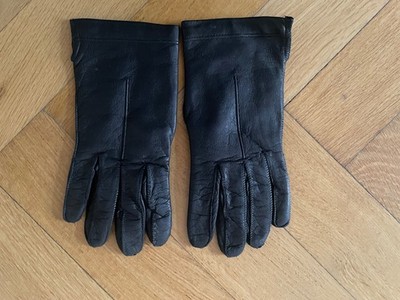 Handschuhe Schwarz  Leder  Gr 7