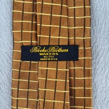 Brooks Brothers Makers Necktie Gold Check Silk Made In USA