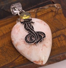 Scolecite Citrine 925 Silver Plated Handmade Pendant of 2.2