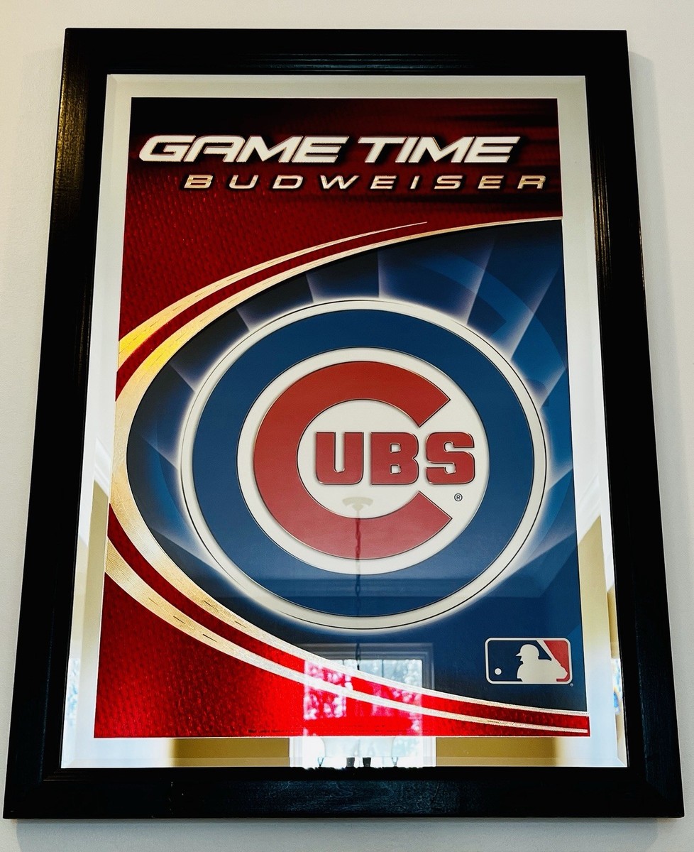 Vintage Chicago Cubs Budweiser Game Time Beer Mirror 2004 Rare