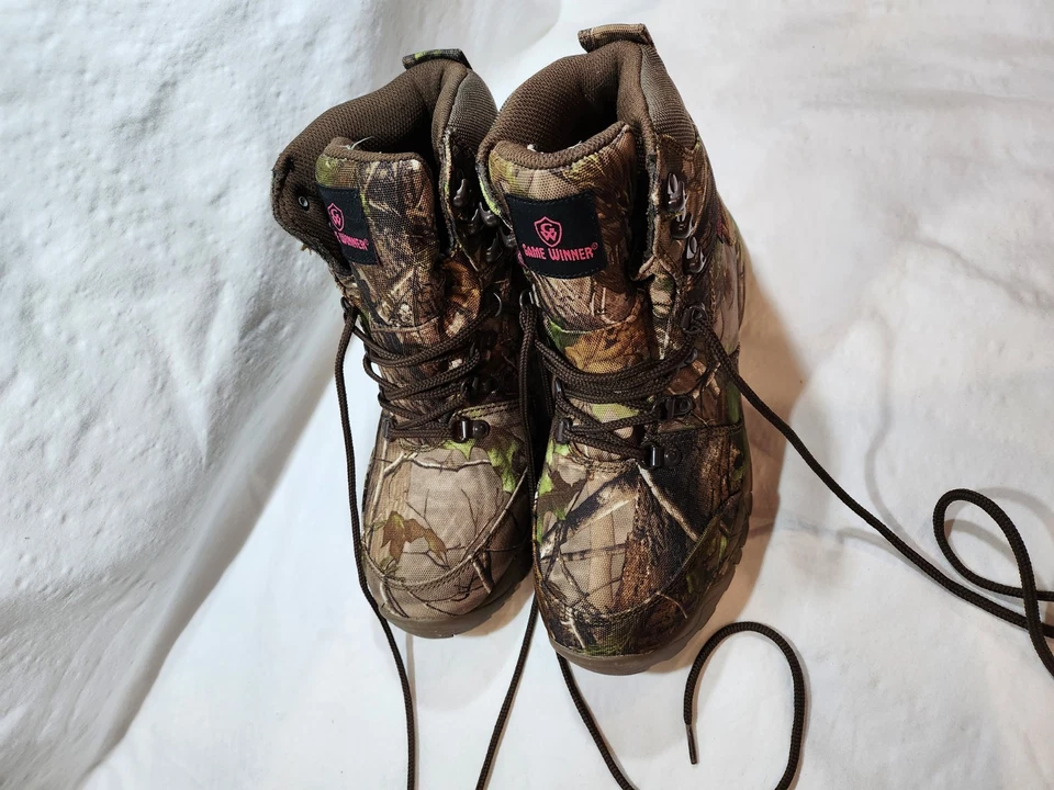 Damas-Game Winner Impermeable Marrón/Verde Camuflaje Alto Zapato con Cordones Talla 11D-9 Foto 2 de 4