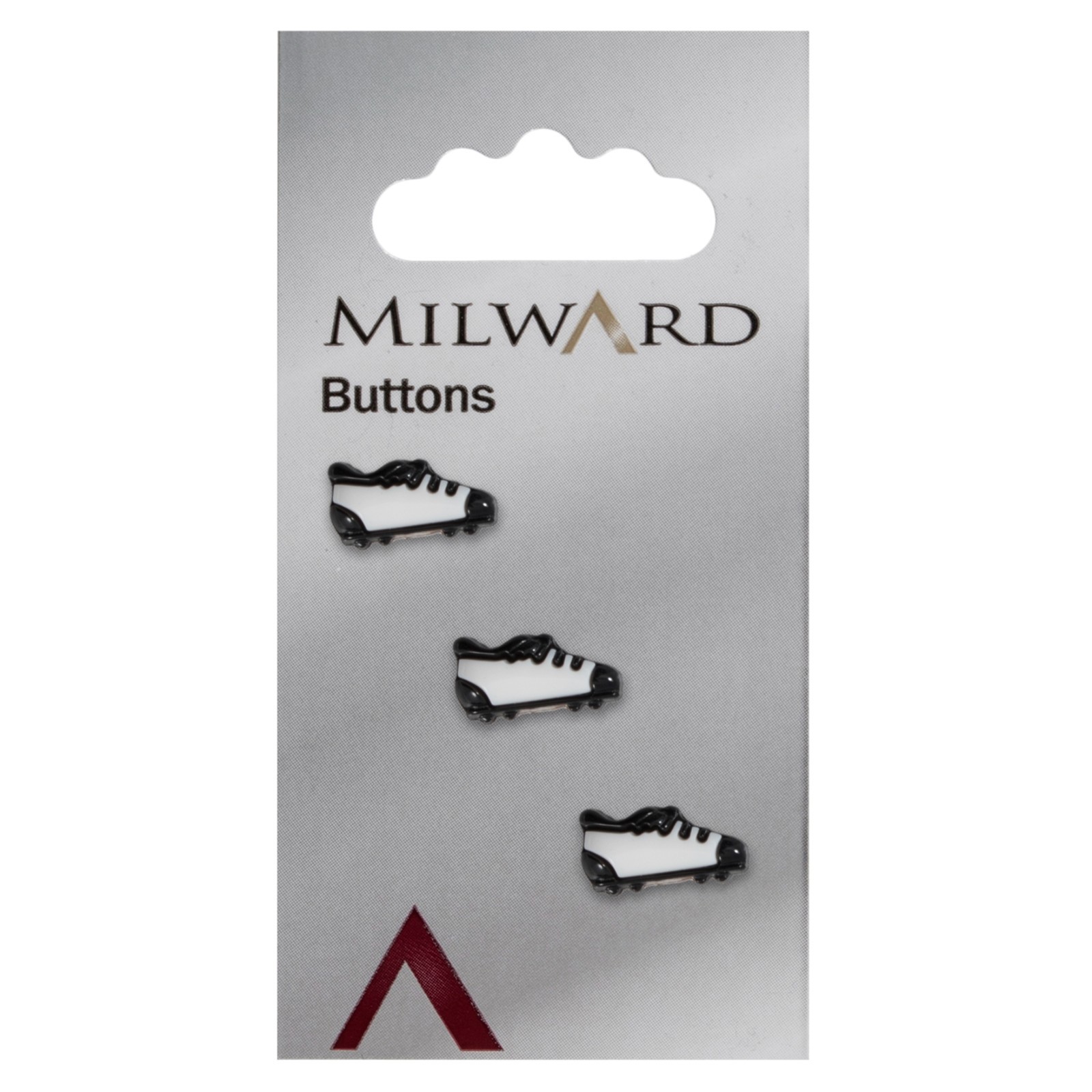 Milward Buttons: Carded: 15mm: 5 Packs of 3: Football Boots