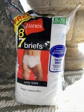 New Vintage 2010 Hanes Men's Size XL 40-42 White Briefs 8 Enhanced Waist