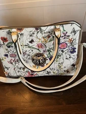 Dasein Fashion Designer Purse Flower Pattern Faux Leather