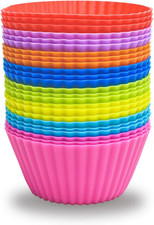 24 Pack Silicone Baking Cups Reusable Muffin Liners Non-Stick Cup Cake Molds