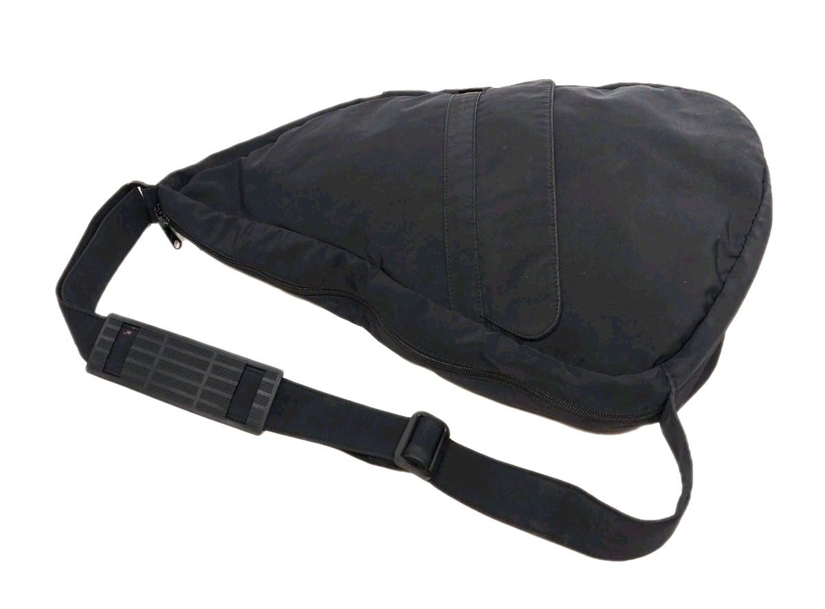 Ameribag Healthy Back Bag Black Crossbody Purse Nylon Shoulder