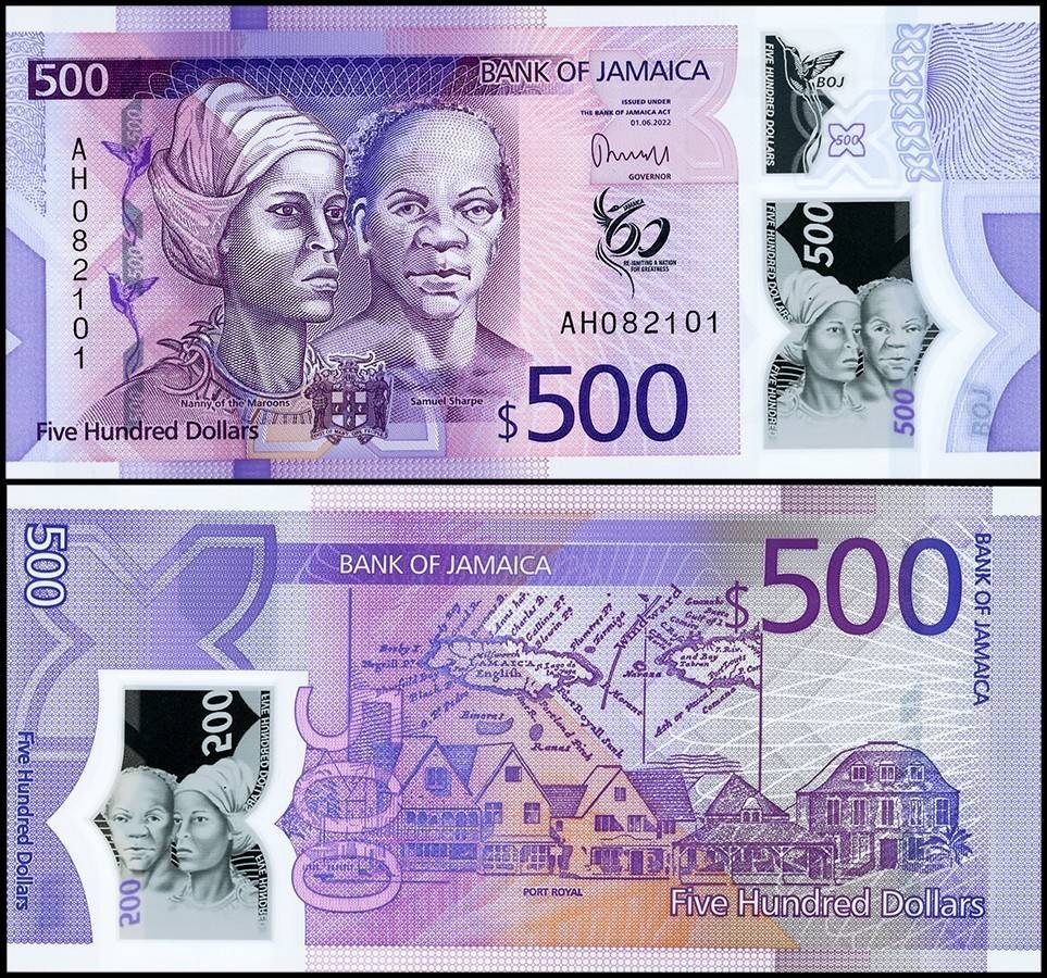 Jamaica 500 Dollars, 2022, P-98, UNC, Commemorative, Polymer