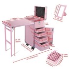 Byootique Nail Desk Rolling Makeup Train Case with Telescopic Handle, Pink — photo 9