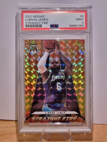 LeBron James PSA 9 Mosaic Straight Fire Prizm  NBA Trading Card Basketball 🏀 #6