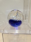VTG Glass Paperweight Cobalt Blue Wave Controlled Bubbles 3.25” Mesmerizing EUC — photo 2
