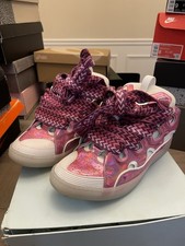 Lanvin Lace-Up Curb Sneakers Pink Irdiscent Size 44EU 11US 