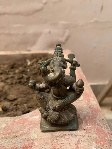 Old Very Fine Carved Standing Statue Copper Hindu Religious Elephant God Ganesh - Imagen 1 de 12