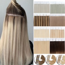 10-80PCS Invisible Tape In Skin Weft Remy Human Hair Extensions Full Head Ombre