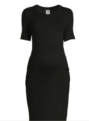 New! Women's Size 12-14 Short Sleeve Maternity Dress, Black, Semi Fitted |  eBay