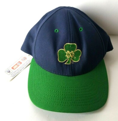 Vintage Notre Dame Irish Vintage Snapback Clover Hat Navy Green