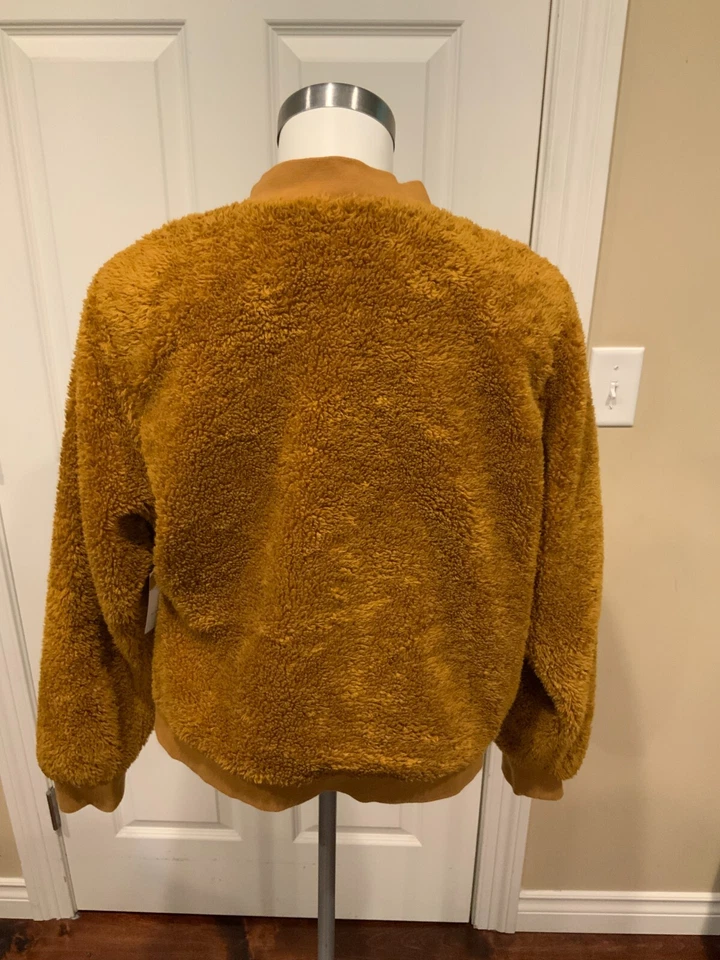 J.Crew Goldenrod Yellow Furry Fleece Jacket, Size Large - Image 4 of 4
