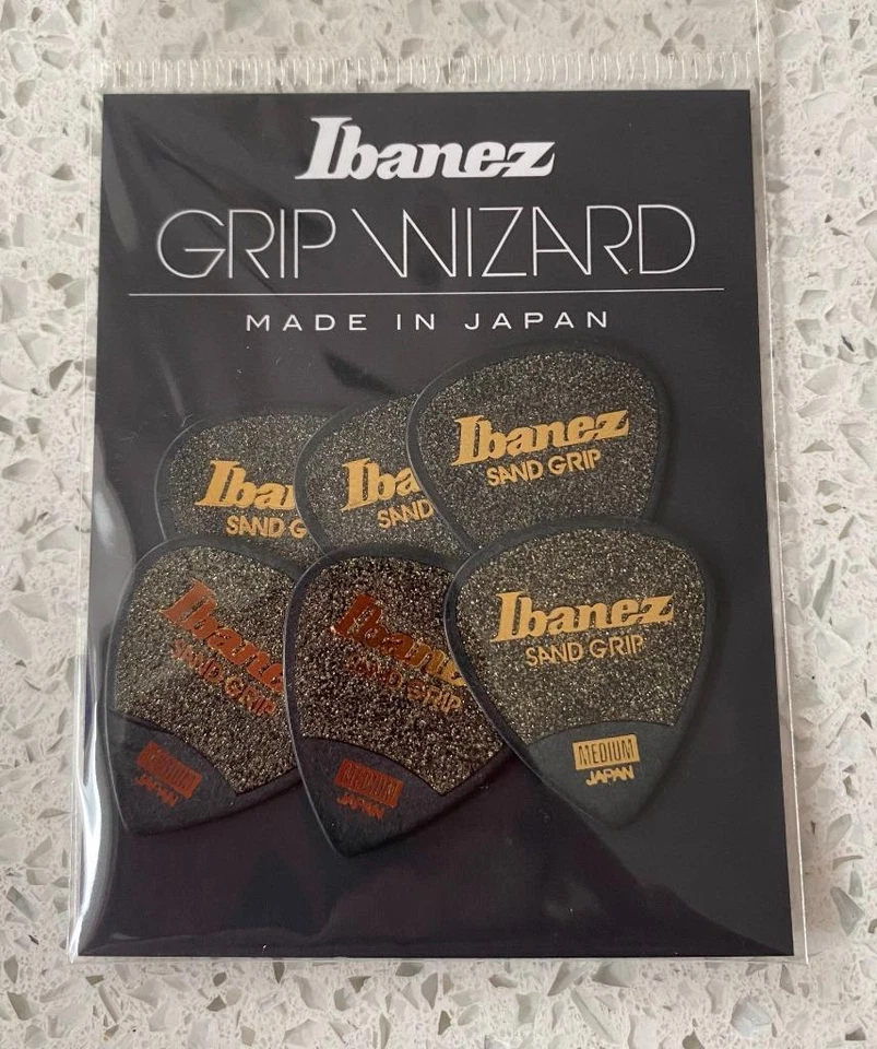 NEW Ibanez GRIP WIZARD Sand Guitar Picks Pick Plectrum Medium 0.75mm thick BLACK
