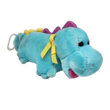 14" VINTAGE EDEN BLUE PURPLE MUSICAL PULL DINOSAUR STUFFED ANIMAL PLUSH TOY