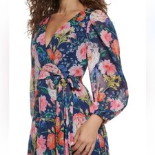 ELIZA J Women's Floral-Print Faux-Wrap Maxi Dress NWT Size 6