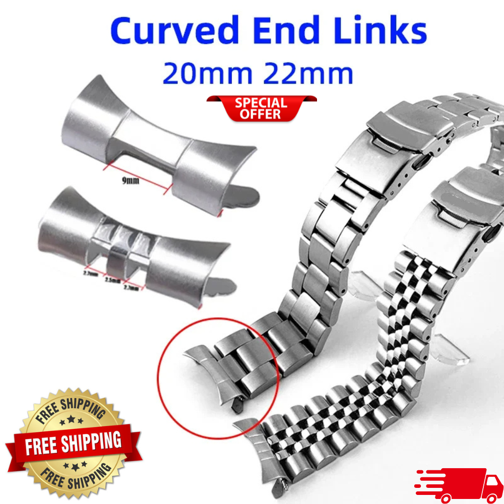 2pcs Curved End Links for Seiko Skx009 Skx007 Jubilee Oyster Watch