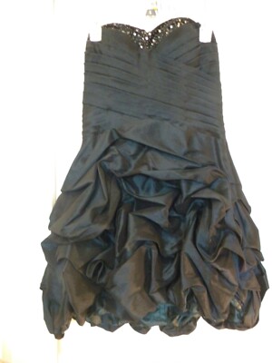 silky deep emerald green formal strapless mini dress - bubble skirt 30"  waist | eBay