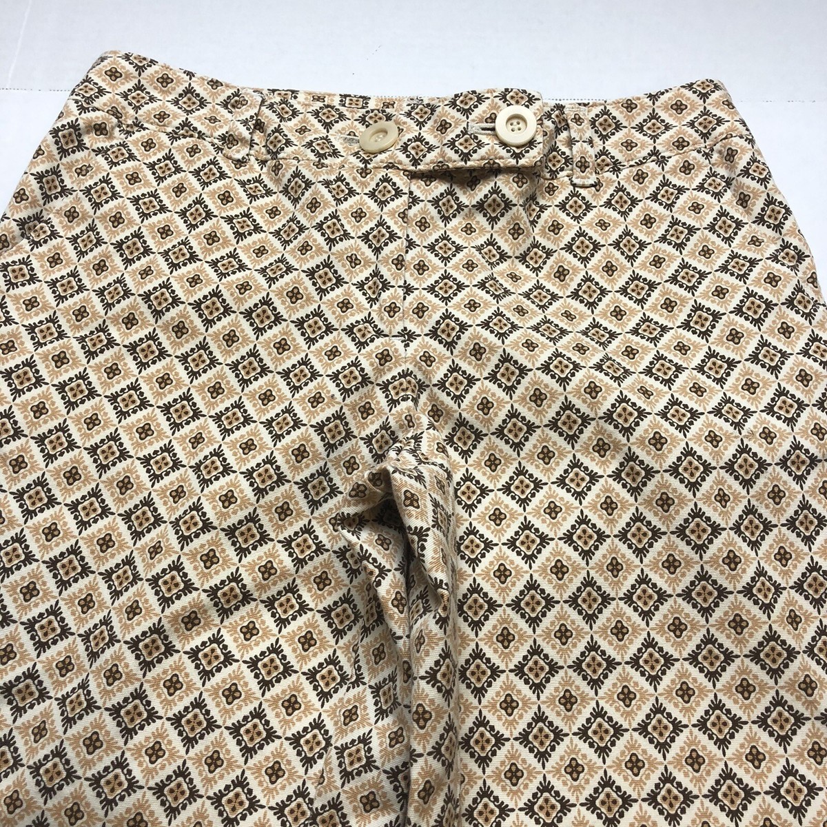 Talbots Sz 6P Brown Print Pattern Crop Capri Pants A375 | eBay