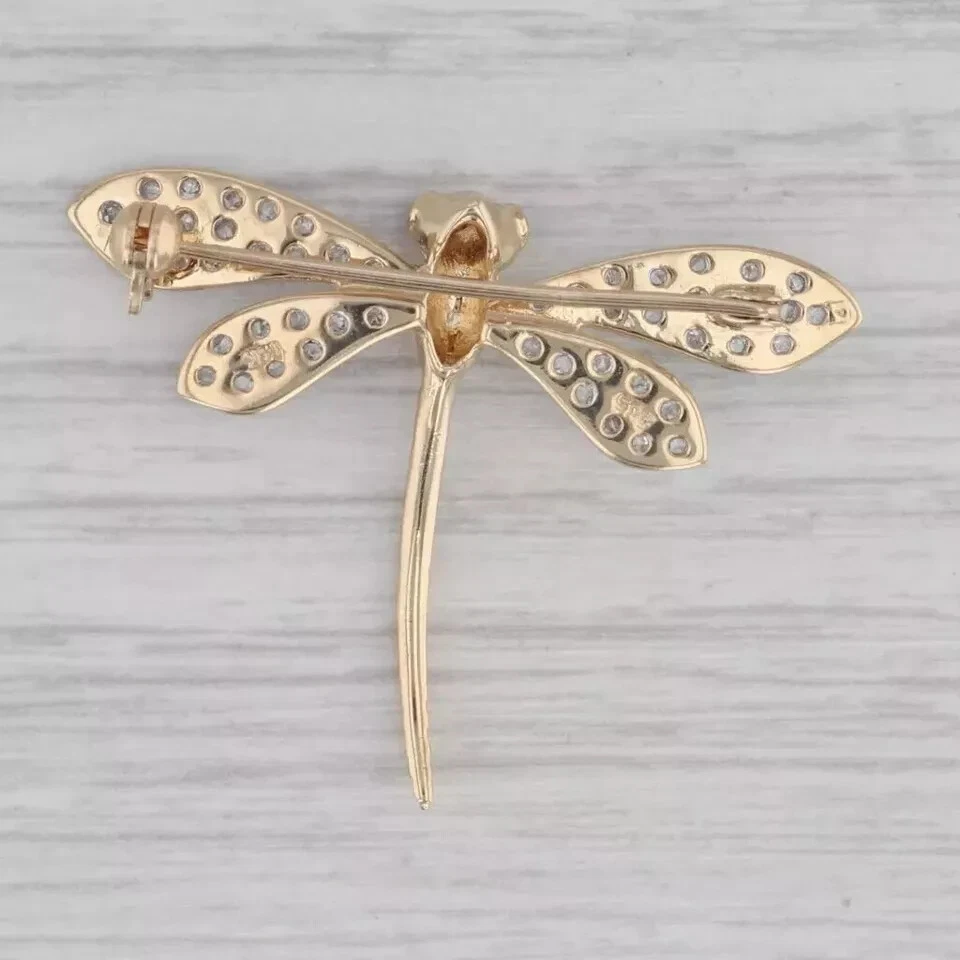2.50Ct Round Cut Simulated Diamond Dragonfly brooches pins14k Yellow gold plated - Image 4 of 4