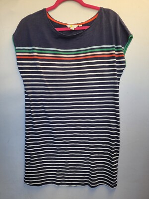 Boden Dress Size US 14P Women Paulina Jersey Navy Striped Short Sleeve 3081