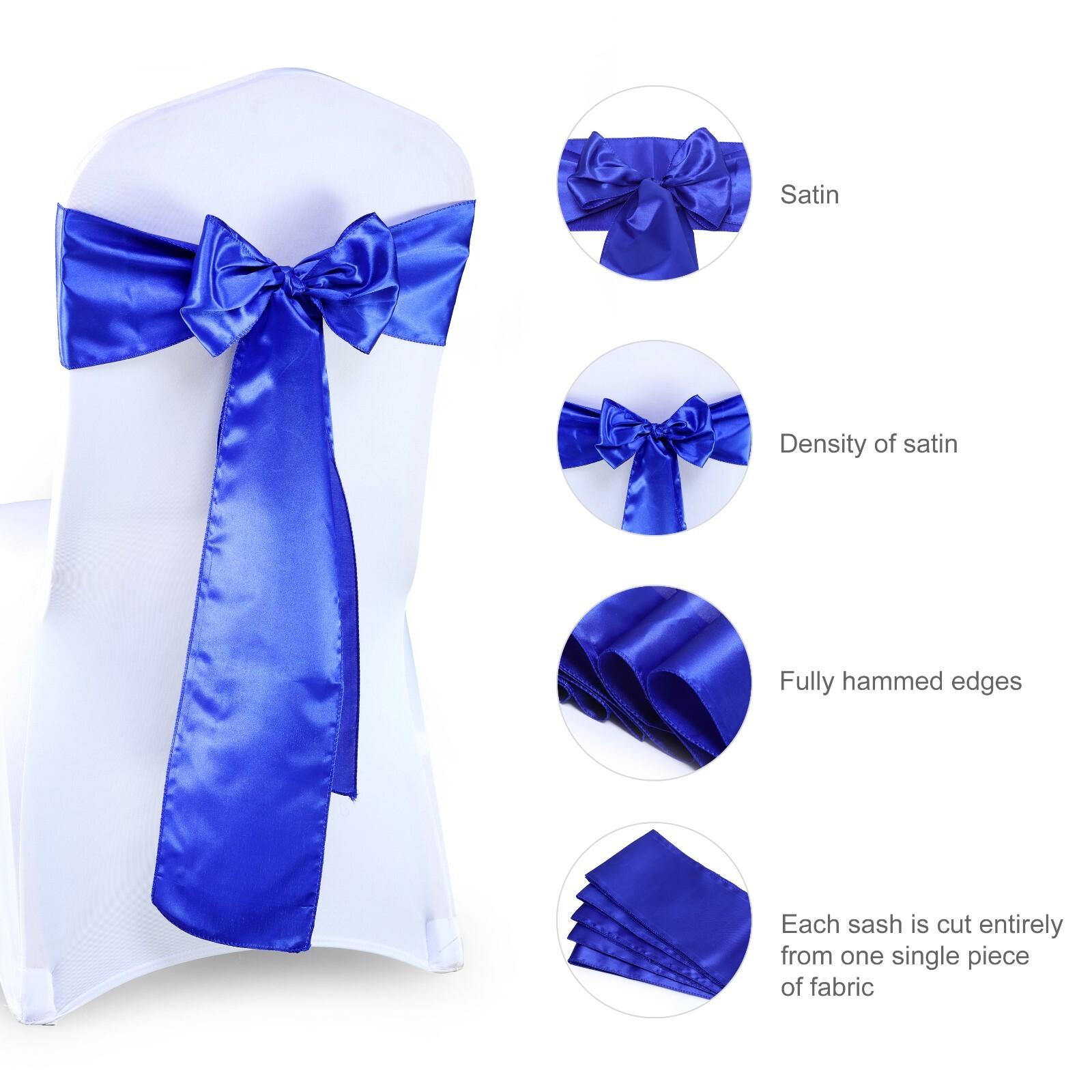 25/50/100/150/200 Satin Chair Sashes Silky Sateen Bows for wedding party d&eacute;cor
