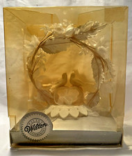 1992 NOS Wilton "Spring Song" Love Birds White Flowers Wedding Cake Topper 6"