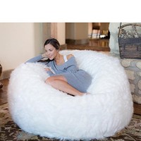 Comfy Sacks Memory Foam Bean Bag Chair White Furry