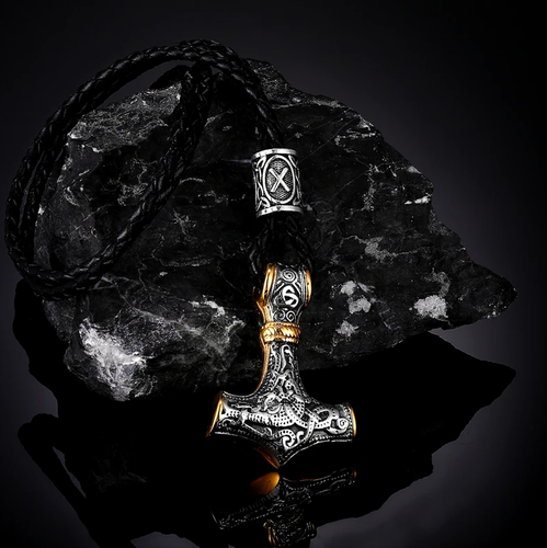 HUKKUN Thor Hammer Halskette - 925er Sterlingsilber | Wikinger Schmuck Für Männer
