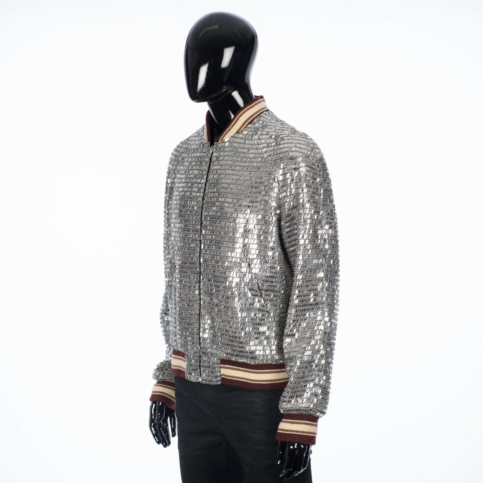 CELINE 36575$ Runway Teddy Jacket - Silver Mirror Embroidery image 4