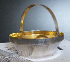 VTG 1940s 916 Silver GOLD PLATED Russia USSR Candy Sugar Bowl Basket Handle 181g — photo 2
