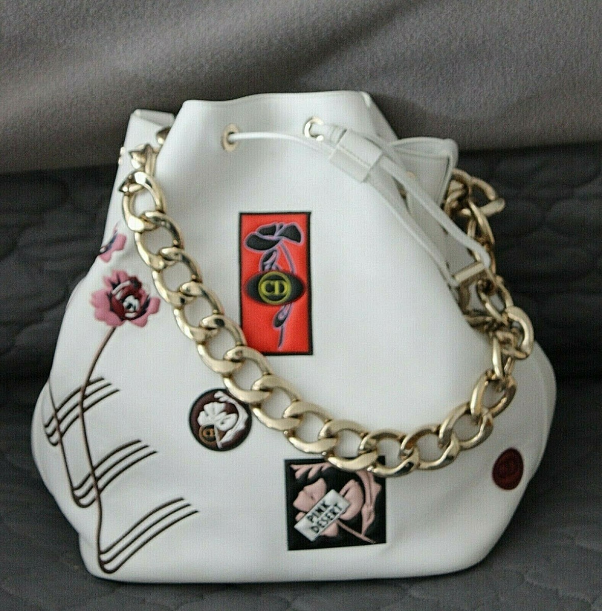 Christian Dior White Calfskin Leather Paradise Bubble Bucket Bag