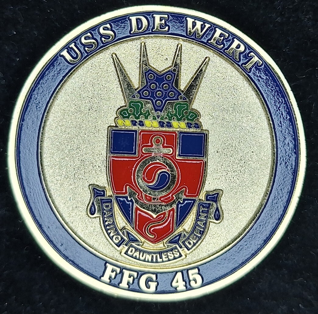 USS DeWert Navy Challenge Coin Daring Dauntless Defiant