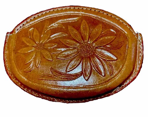 Vintage Mexican Brown Leather Zippered Wallet Coin Purse Pouch Eagle Snake - Picture 6 of 7