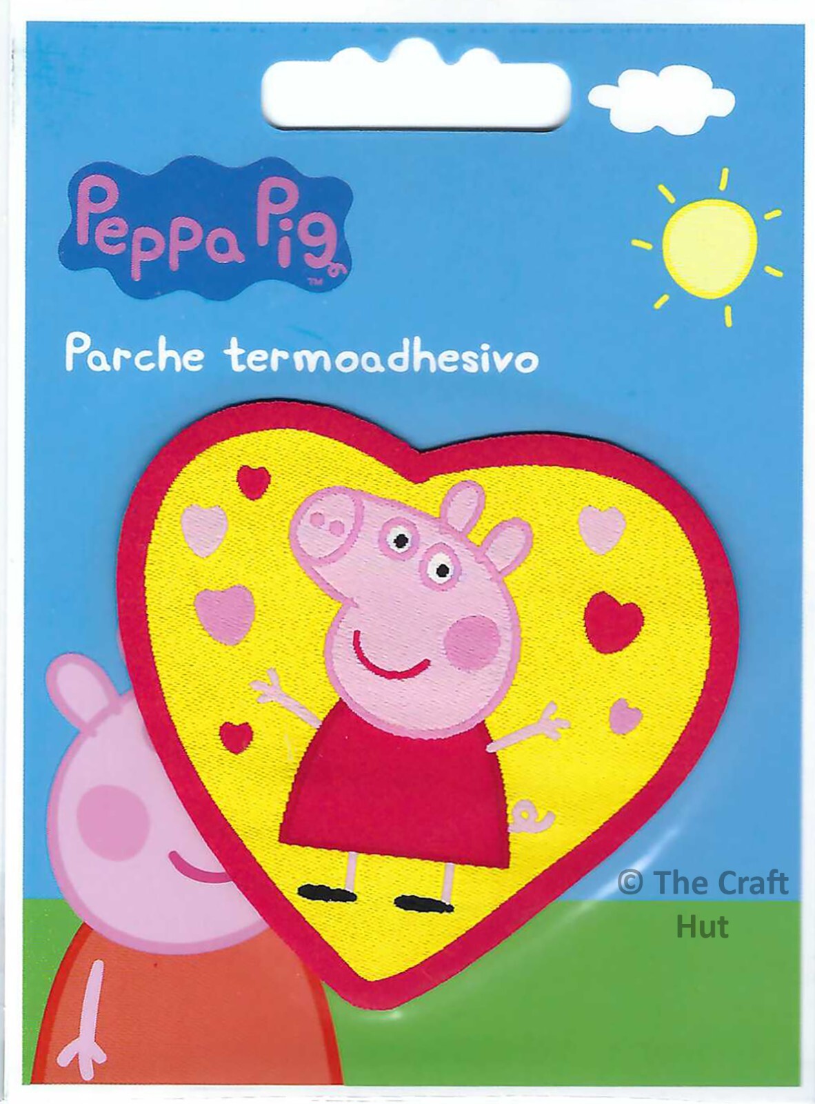 Iron On Printed Motif Patch Novelty Heart Shaped Peppa Pig New