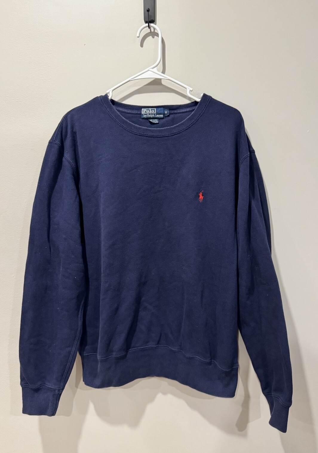 Polo By Ralph Lauren Felpa Girocollo Uomo Blu Medio Rosso Pony