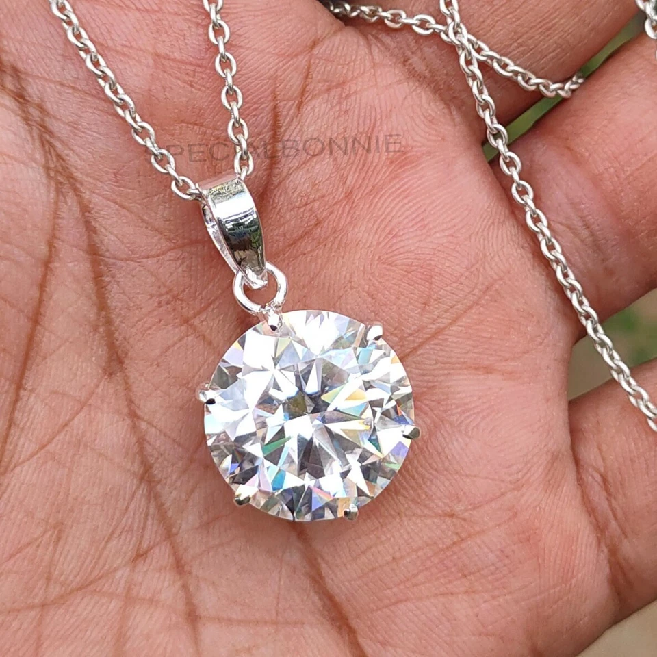 RARO 20,90 quilates Certificado Diamante Blanco Collar Solitario! ¡Tachuelas de diamante GRATIS! Foto 4 de 4