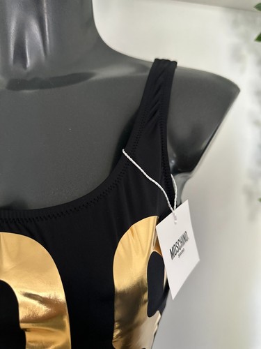 Moschino Logo Swimsuit in Black & Gold Size S RRP £200 Made in Italy - Picture 9 of 12
