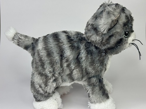 IKEA Lilleplutt Kitty Cat Plush 8" Stuffed Animal Gray Black White Tabby No Tag - Picture 3 of 9